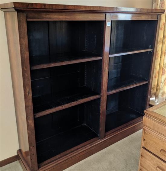 An early Victorian rosewood open bookcase, W.5ft 10.5in. D.1ft 2in. H.7ft 8.5in.